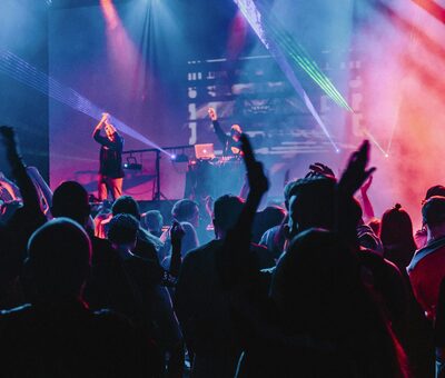 A concert in pink light