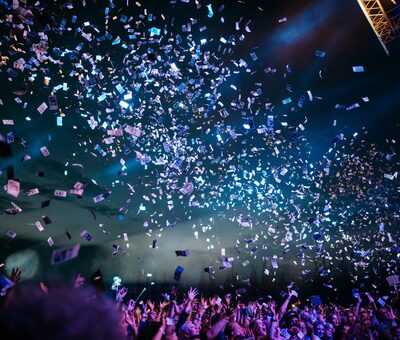 Confetti over a crowd
