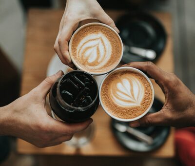 A latte on a table
